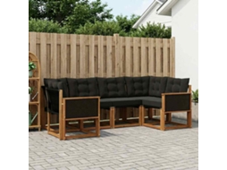 Vidaxl Conjunto De Sofás Para Exterior 6 Unid. Natural E Preto