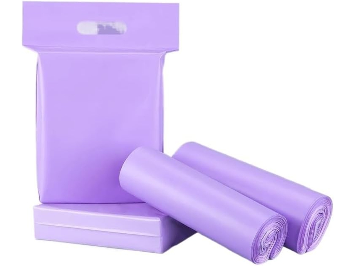 Sacos de correspondência portáteis roxos, 50 unidades, embalagem de polietileno, saco plástico autoadesivo para envio expresso.