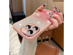 Capa Para Iphone 17 Pro Max Olho Glitter Gradiente Rosa