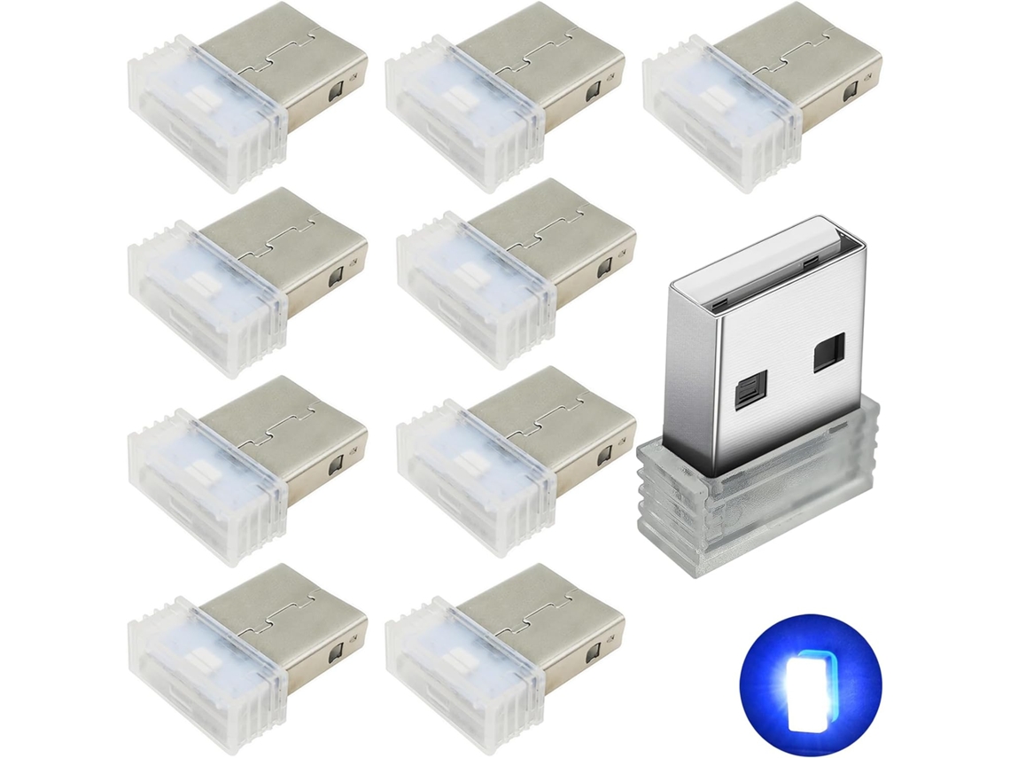 10 Mini Lâmpadas Usb Azuis 5v, para Carro/teclado/escritório ZYBLSSBB