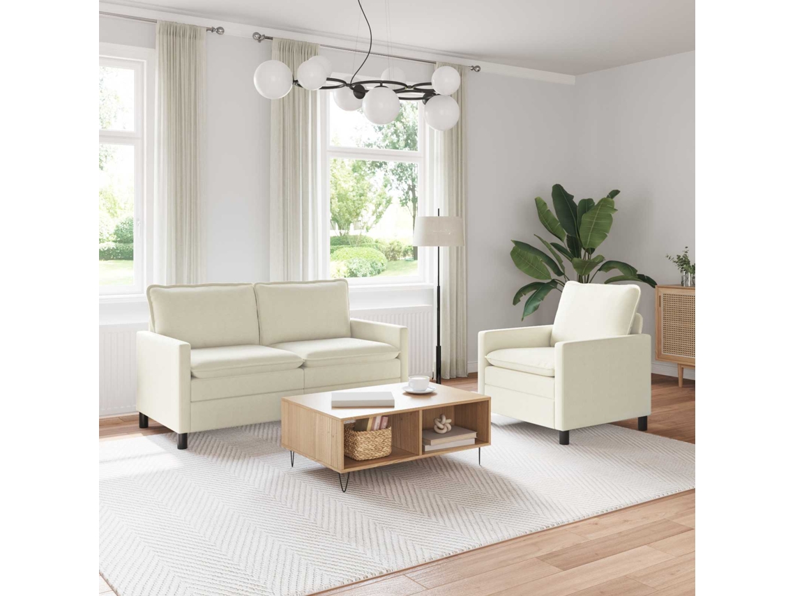 Vidaxl Conjunto De Sofás 2 Unid. Creme Tecido
