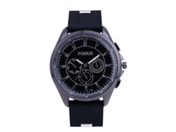 Reloj De Pulsera Cuarzo Para Hombre De Moda Con Correa De Silicona Tres Ojos Negro