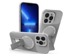 Capa Tkdaddy Para Iphone 13 Pro Com Suporte, Textura De Fibra De Carbono, Pc Capa De Tpu Cinza