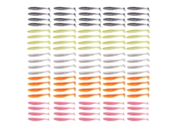 100 Iscas de Pesca Soft Paddle Tail Fluorescentes