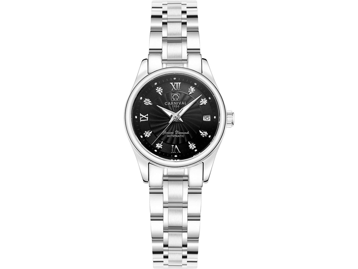 Lurelia Relógio Mecânico Feminino, Automático, Aço Inoxidável, Preto