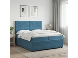 Vidaxl Cama Box Spring Com Colchão Azul 200 X 200 Cm Veludo
