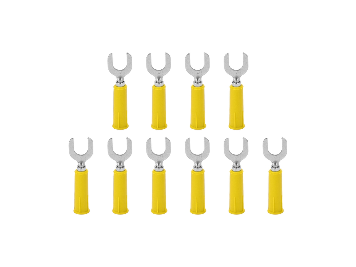 YURU 10pcs Conectores de Fio Garfo Latão Pvc Plug Banana U Type 4mm 36a para Equipamentos Eletrônicos