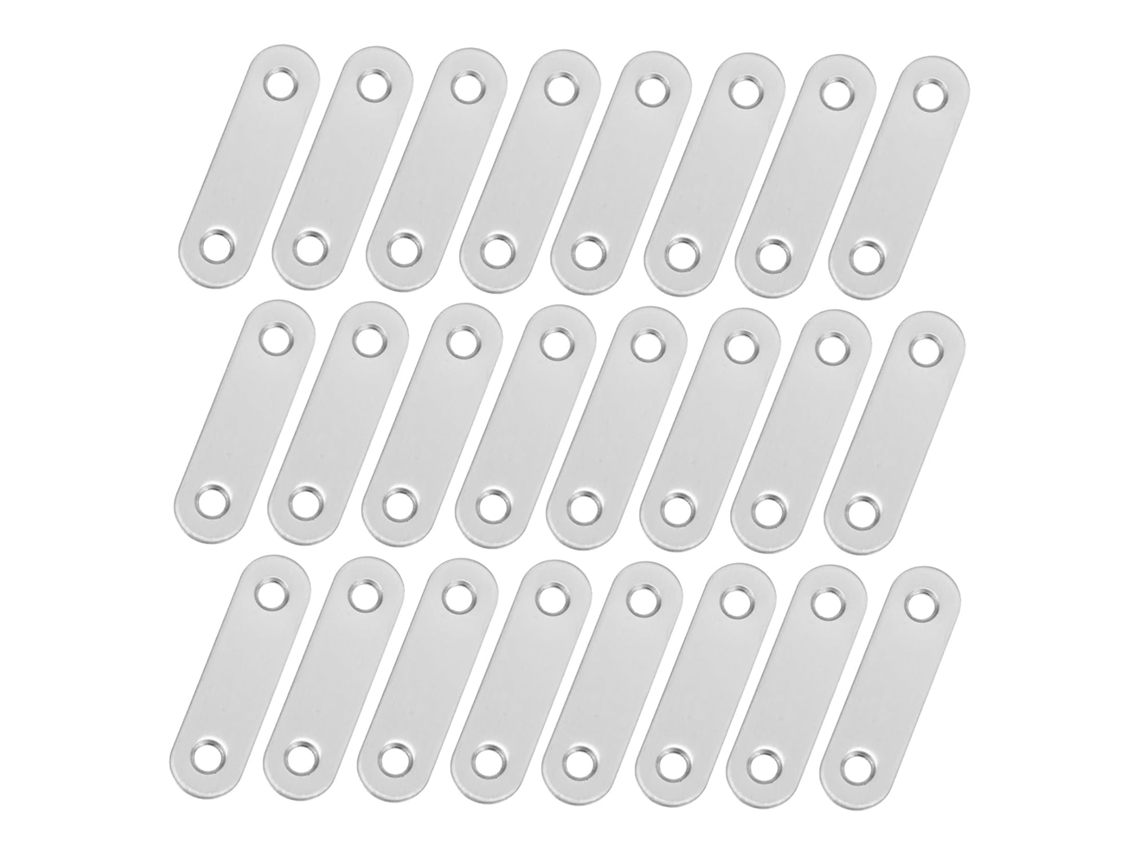 Conjunto de 40 Suportes Angulares Planos em Aço Inoxidável com Conectores Reforçados para Furos Retos, Suportes Robustos. SFUSHOS