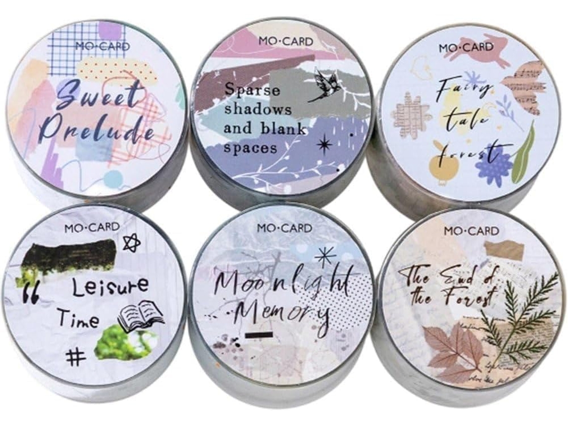 Conjunto De 6 Rolos Fita Pet Para Materiais Diário, Adesivos À Prova D Água Para Scrapbooking, Artigos Para Anotações
