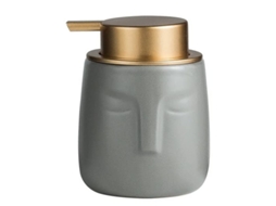 Dispensador de sabonete de cerâmica 2026 com design de figura humana, antifurto e antimofo, cinza.