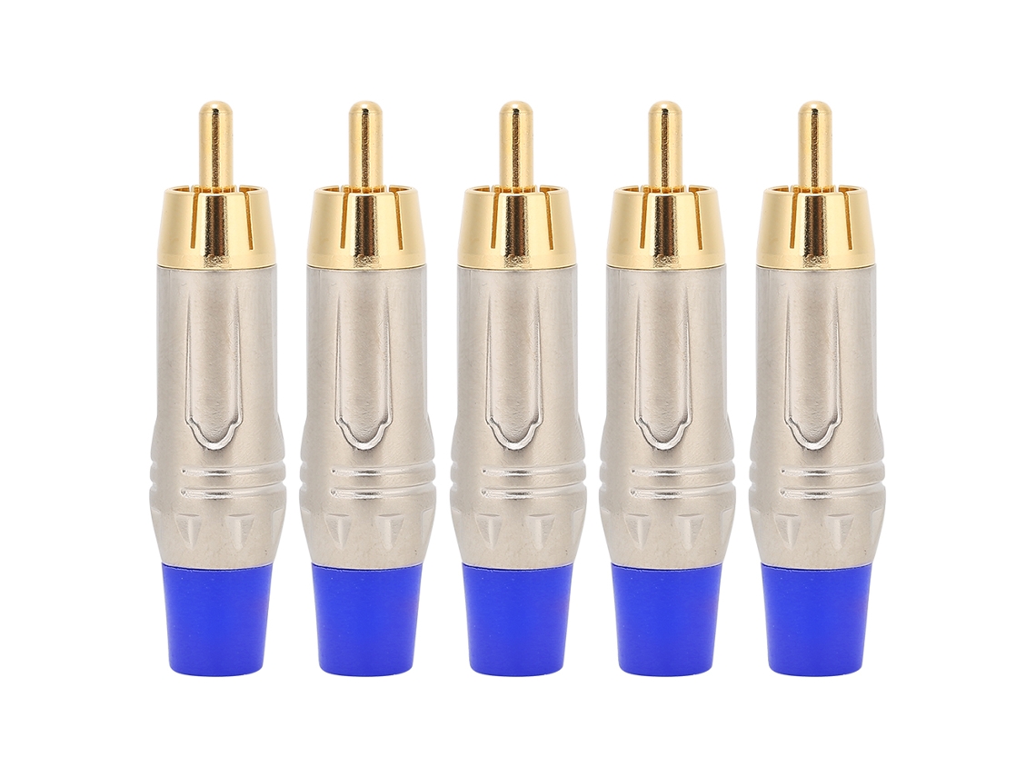 Kit de 5 conectores RCA macho com revestimento em liga de zinco e banhados a ouro CHABERLU