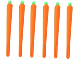 Conjunto De 6 Canetas Gel Silicone Em Formato Cenoura, Leves E