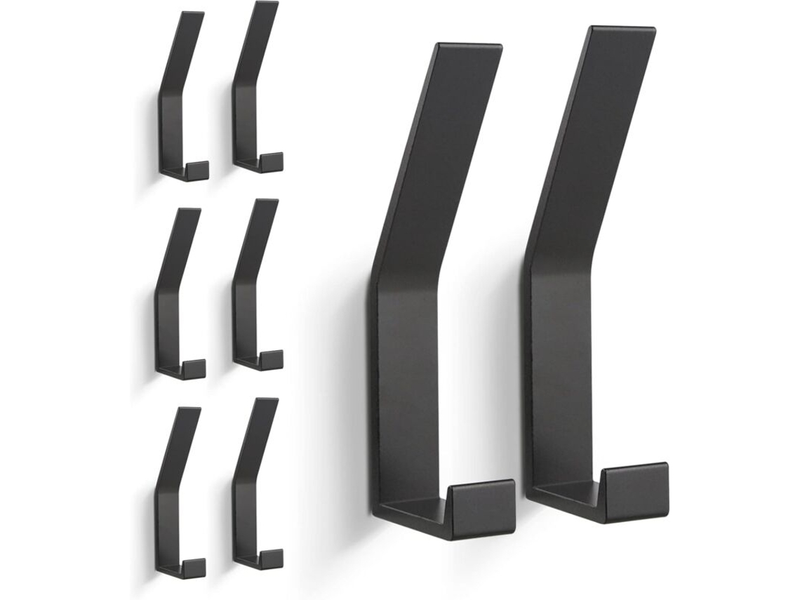 Conjunto De 8 Ganchos Para Pendurar Casacos, Casacos, Roupas, Cachecóis, Bolsas E Muito Mais (preto), Para Parede (parafusos Invisíveis)