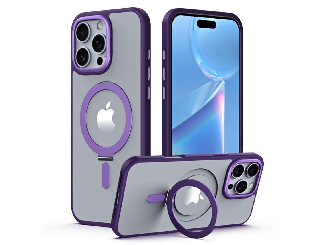 Casa Em Tpu À Prova De Quedas, Magnético Com Suporte Para Apple Iphone 16 Pro - Roxo