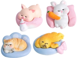Kit de 4 Miniaturas de Animais para Decoração de Vasos, Ornamentos para Plantas em Ambientes Internos e Externos, CHABERLU