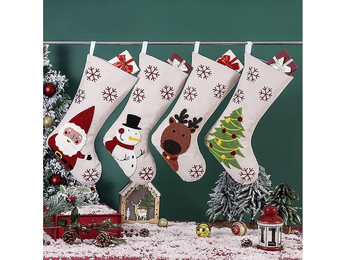 4 Sacos De Presente Para Meias De Natal Decorações De Natal Enchimentos De Meias De Natal Sacos De Presente Pendurados De Natal Pxcl Olysi Shop