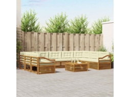 Vidaxl Conjunto De Sofás Para Exterior 10 Unid. Natural E Creme
