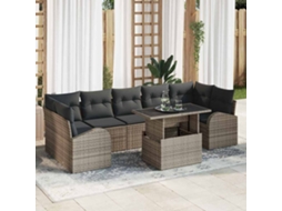 Vidaxl Conjunto De Sofá De Jardim Com Almofada Manual 8 Pcs Cinzeto