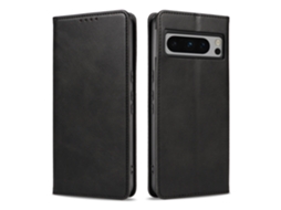 Capa Flip Para Celular Em Couro Com Estampa De Pele De Bezerro.preto - Pixel 7