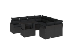 Conjunto 9 Conjunto De Sofá De Jardim Vidaxl Preto Vime Pe (232,5 X 234 X 85 Cm)