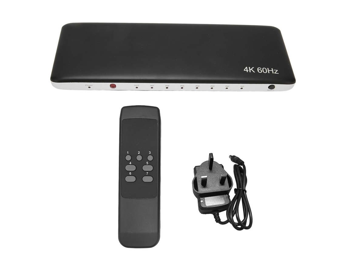 Switch Hd Multimedia Interface 2.0 7 Entradas e 1 Saída, Compatível com Hdcp 2.2, 4k 60hz, Uhd e 3d, Seletor de Vídeo, CHABERLU