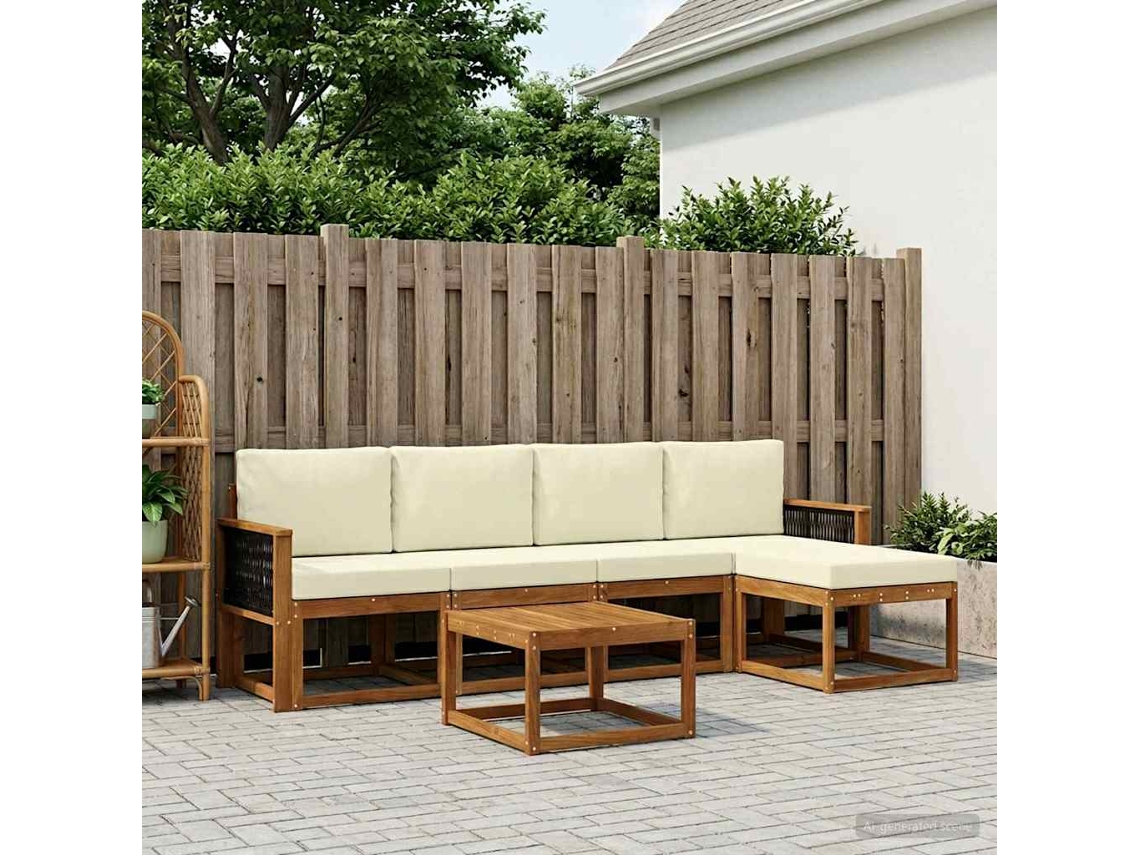 Vidaxl Conjunto De Sofás Para Exterior 6 Unid. Natural E Creme