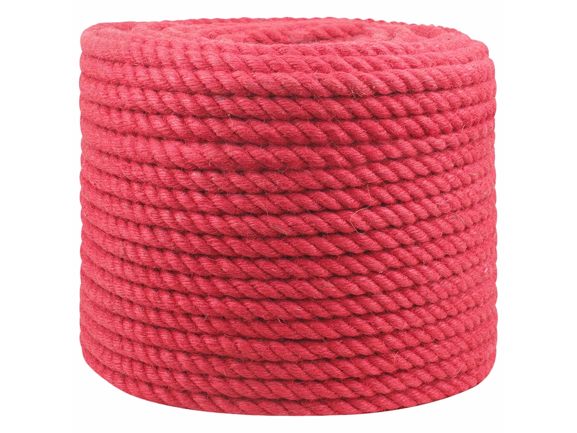 Vidaxl Corda De Juta 12 Mm Vermelho 100% Juta Tossa