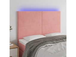 Vidaxl Cabeceira De Cama C/ Luzes Led Veludo 144x5x118/128 Cm Rosa