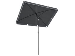 Chapéu De Sol Retangular De Jardim 198x130x240cm Chapéu De Sol De Alumínio Com Função De Inclinação Para Terraço Pátio Exterior Cinza