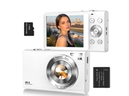 Câmera Digital 4k Ultra Hd De 48 Mp Com Foco Automático E Tela Ips De 2,8", Ideal Para Meninos, Meninas E Estudantes (branca).
