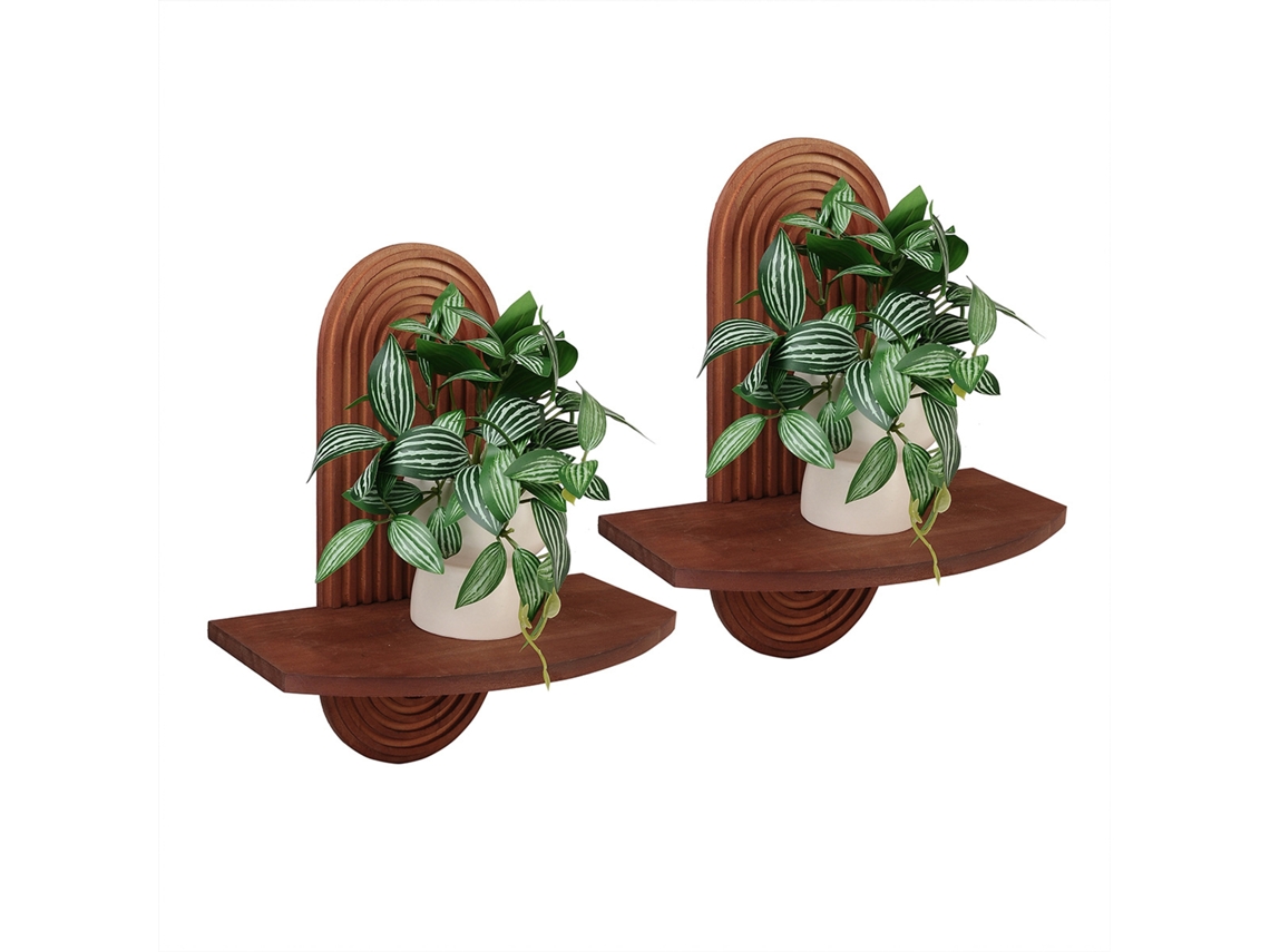 Pack de 2 Estantes de Parede em Madeira para Sala de Estar LAXISCREED