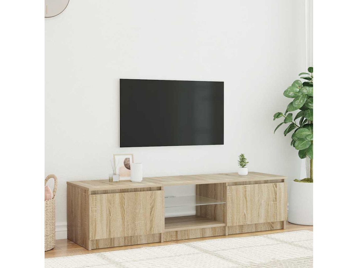 Vidaxl Móvel De Tv Com Luzes Led 140x40x36 Cm Carvalho Fumado