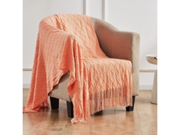 2026 manta Tejida Ligera Suave com Borlas, Decorativa e Cálida para Sofá e Cama, Coral d (50"x60")