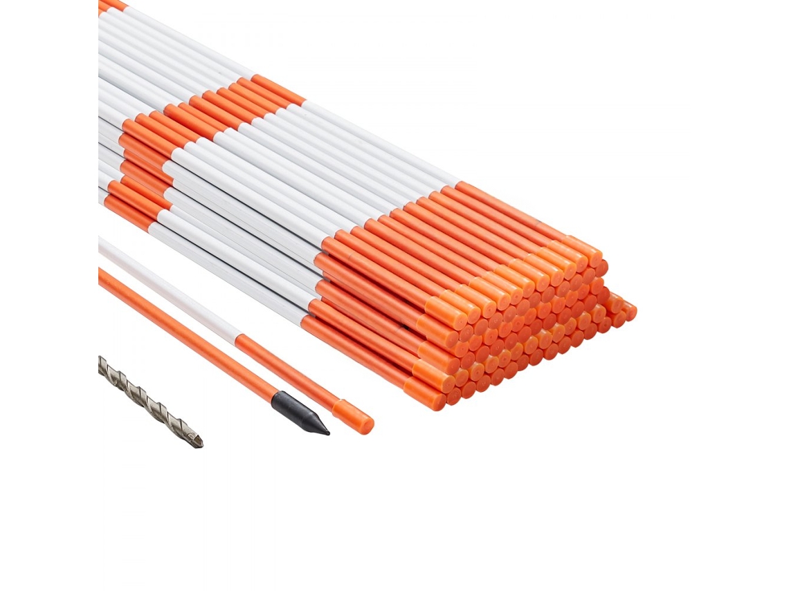 Conjunto De 100 Estacas De Fibra Laranja De 121 Cm Com Faixa Refletora Para Marcação Tekmaquinas