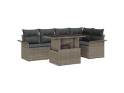 Vidaxl Conjunto De Sofá De Jardim 6 Unid. Cinzeto