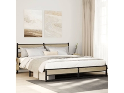 Vidaxl Estrutura De Cama Sem Colchão 200x200cm Metal Carvalho Sonoma