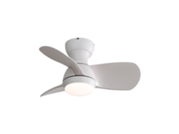 Ventilador de Teto Mini LED 23 Polegadas, Luz 3 Cores Dimerizável, 3 Pás Abs, Controle Remoto, Motor DC Eficiente, Quarto (58cm)