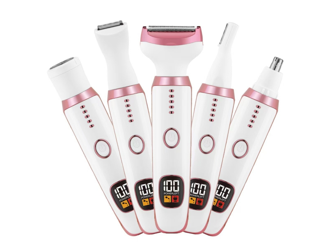 Aparador 5 em 1 Feminino Recarregável com Display Digital, para Rosto, Sobrancelhas, Nariz e Corpo, Depilação Multifuncional, Compacto, R STELASPLEN
