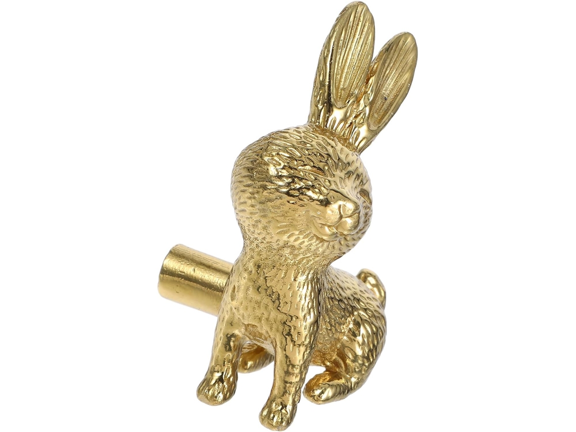 Puxador Abaodam Para Armário, Fácil Instalação, Cobre Dourado, Design Realista De Coelho, Pegada Confortável Para