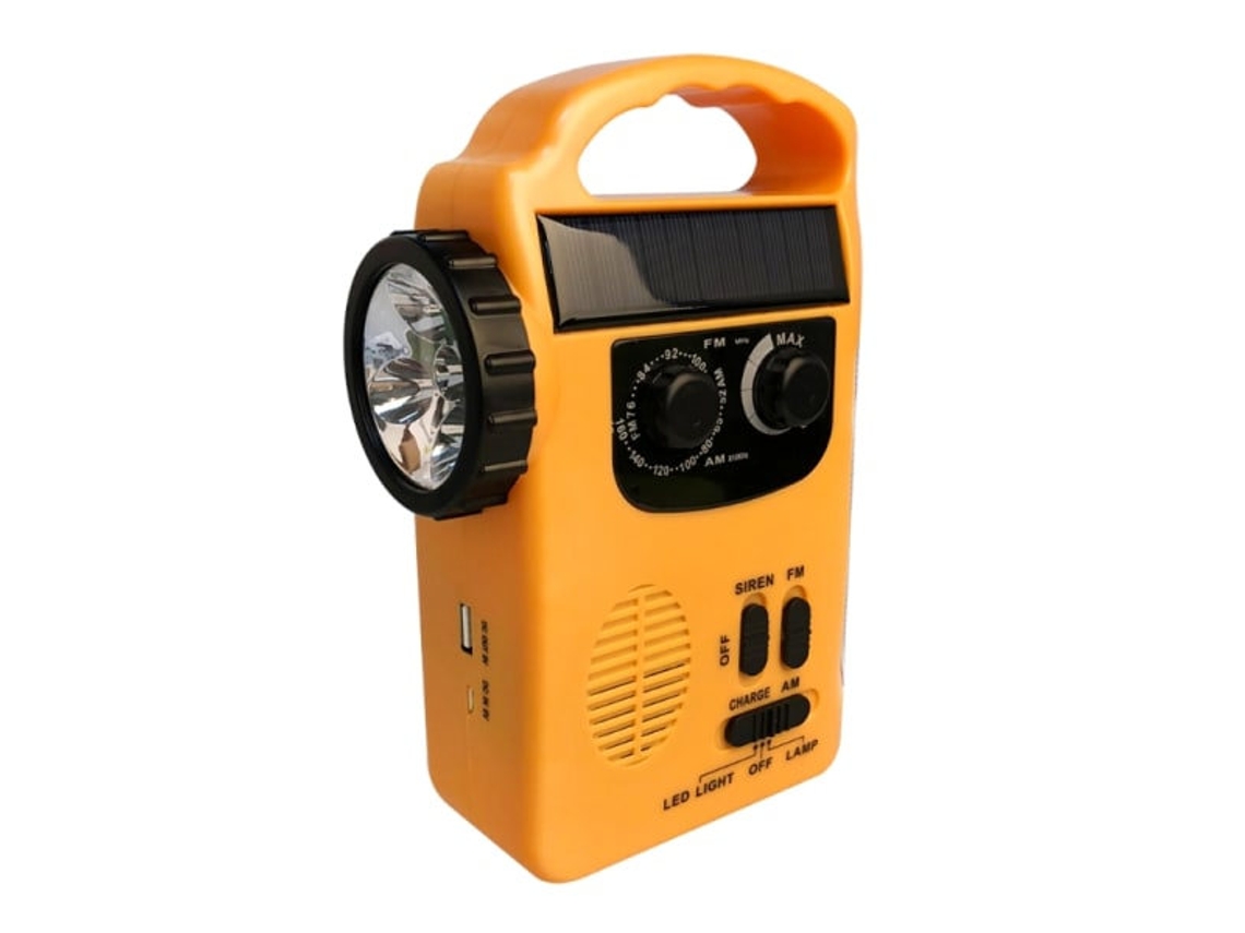 Rádio Portátil AQUAFORGE com Manivela, Bateria 1600mAh, Dab+, Bt, Fm, Alarme SOS e Luz de Leitura
