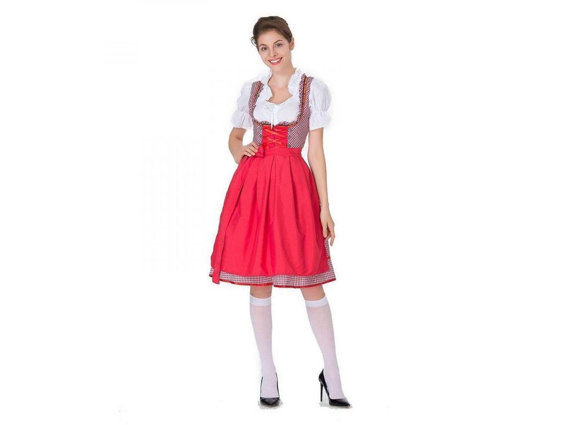 2026-traje Dirndl Clássico Alemão Para Mulher Carnaval Oktoberfest Festa Disfraces Ecc S Rojo