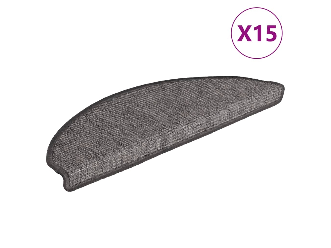 Tapetes de Escada 15 Peças 65x21x4 Cm Bege e Cinza Semicircular Grande MAISON EXCLUSIVE