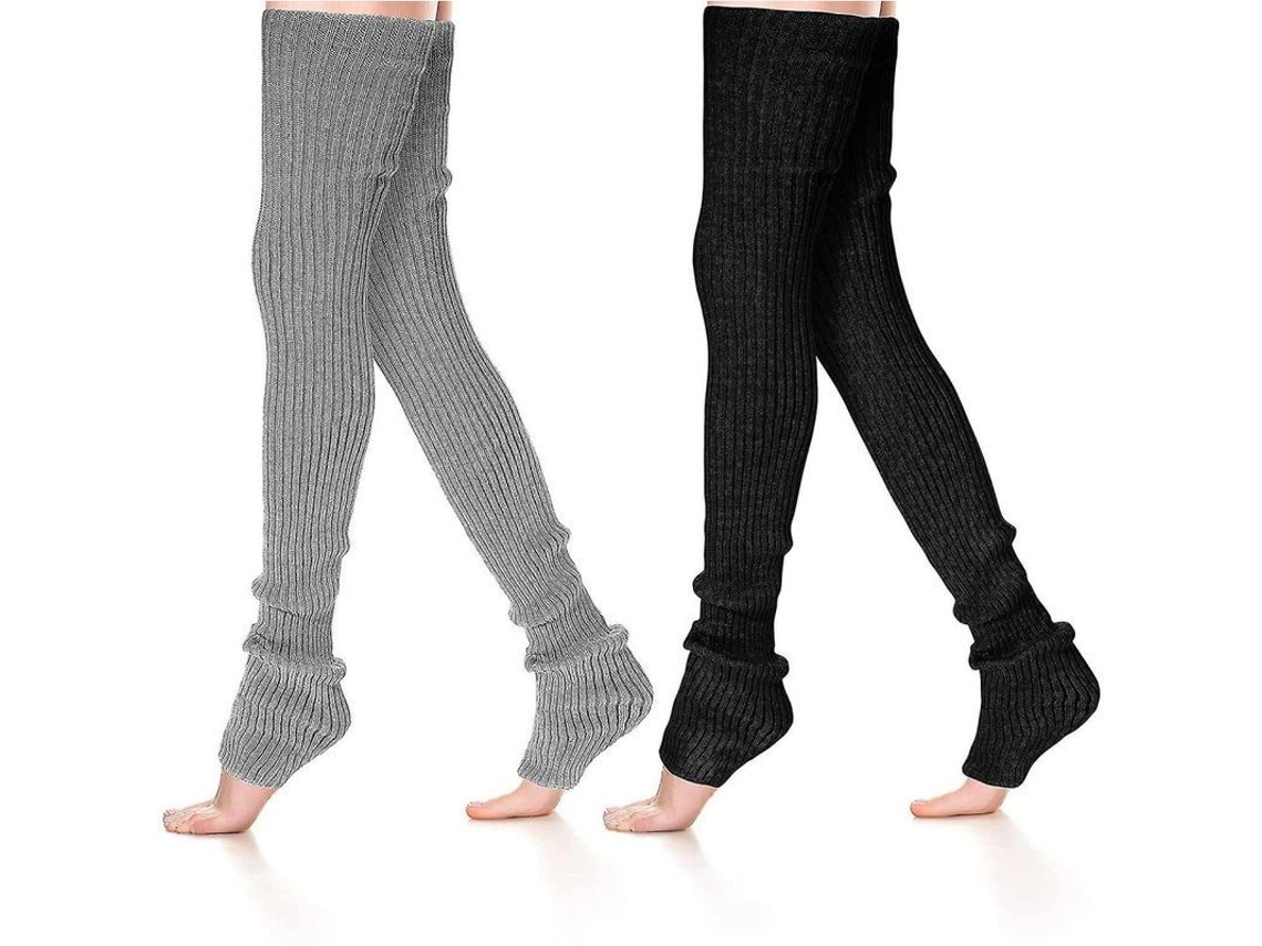 2 Pares de Meias Longas de Inverno para Mulher Acolchoadas Acima do Joelho Sem Pé