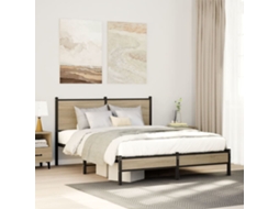 Vidaxl Estrutura De Cama Sem Colchão 150x200cm Metal Carvalho Sonoma