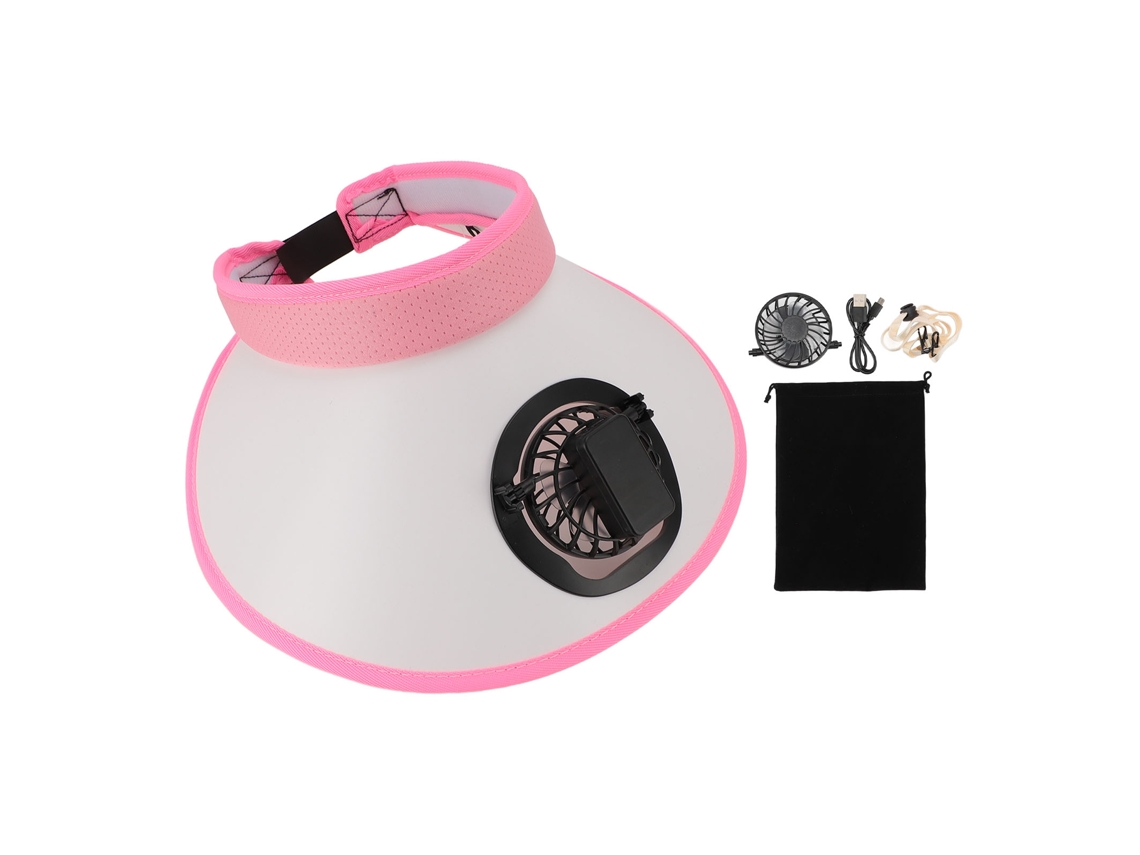 Mali chapéu de Sol com Ventilador Recarregável 3 Velocidades Protetor Uv50+ para Mulheres Homens Crianças Rosa
