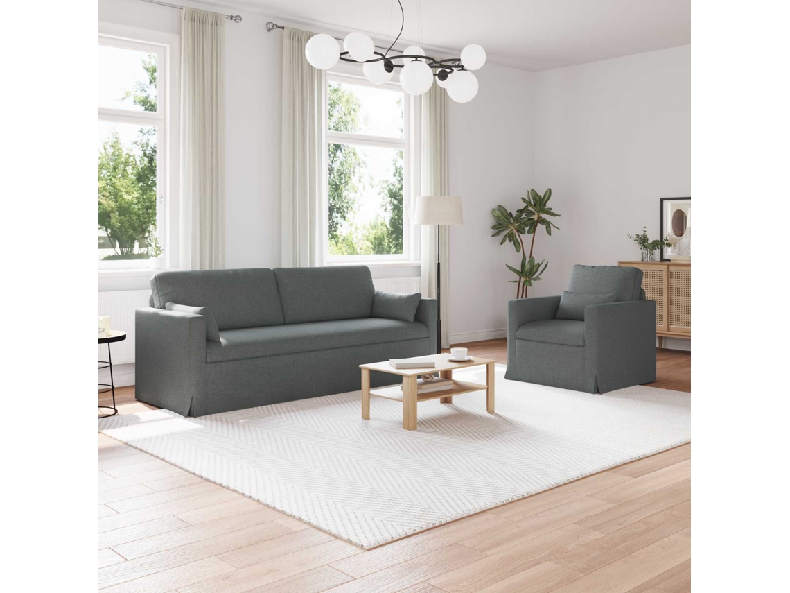 Vidaxl Conjunto De Sofás 2 Unid. Cinza Escuro Tecido