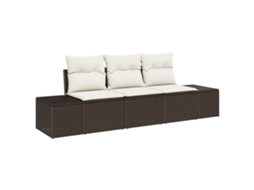 Conjunto 3 Sofá De Jardim Vidaxl Castanho Vime Pe (239 X 62 X 69 Cm)