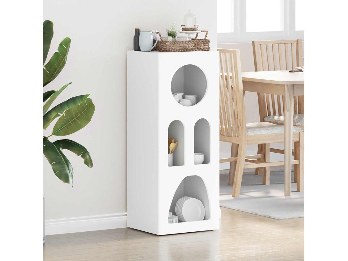 Vidaxl Buffet Elst Branco 40 X 35 X 100,5 Cm Derivados De Madeira