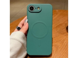 Capa Magsafe Para Iphone 17e / 16e - Silicone Líquido Com Cor Sólida | Magnética - Verde Escuro