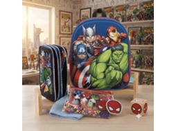 Mochila 25x31x10 Cm E Estojo Escolar Avengers Com Necesser